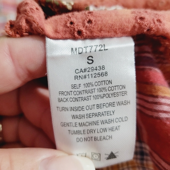 Miss Me Women’s SZ Small Plaid & Lace Button Down Shirt Long Sleeve Western Boho - Picture 12 of 12